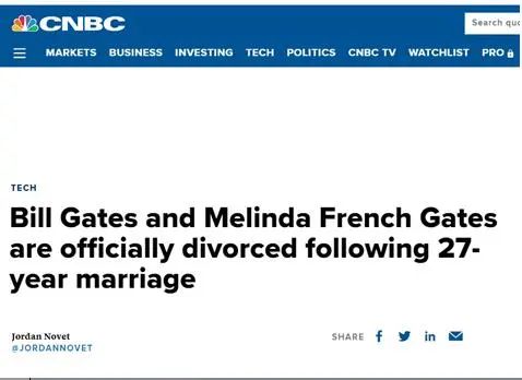 美法官签署离婚协议：比尔盖茨夫妇27年婚姻正式结束